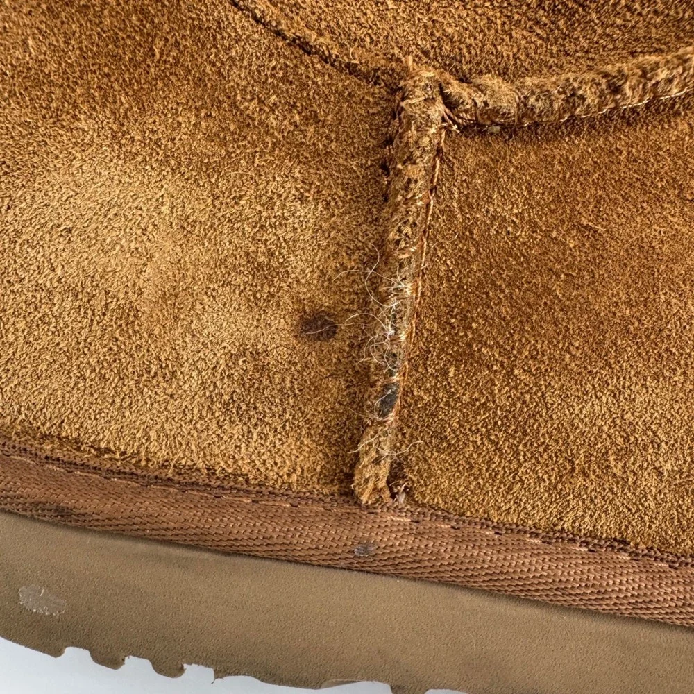 UGG Gita Bow Boot Women 7 Chestnut Suede Sheepskin Lining 1098075